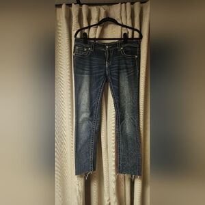 Miss Me Blue Ankle & Cropped Jeans With FLEUR DI LIS POCKETS